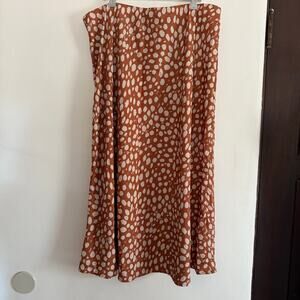 NO LESS THAN NLT | Brown Dotted Pull on Midi Slip Skirt | Size 3XL